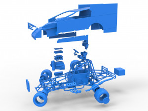Northeast Outlaw Dirt Modified stock car while turning Scale 1 to 25 Model do druku 3D