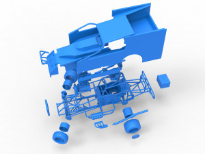 Northeast Outlaw Dirt Modified stock car while turning Scale 1 to 25 Model do druku 3D
