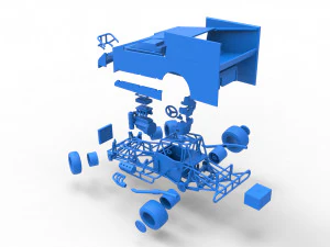 Northeast Outlaw Dirt Modified stock car while turning Scale 1 to 25 3D Print Model