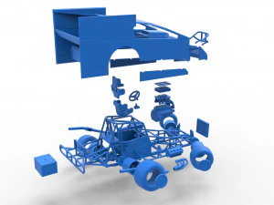 Northeast Outlaw Dirt Modified stock car while turning Scale 1 to 25 3D Print Model