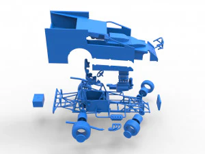 Northeast Outlaw Dirt Modified stock car while turning Scale 1 to 25 3D Print Model