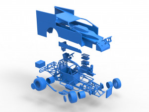 Northeast Outlaw Dirt Modified stock car while turning Scale 1 to 25 Model do druku 3D