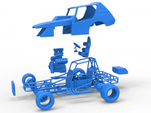 Vintage Northeast Dirt Modified stock car Scale 1 to 25 3D Print Model