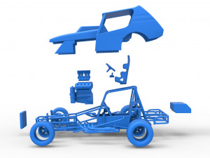 Vintage Northeast Dirt Modified stock car Scale 1 to 25 3Dプリントモデル