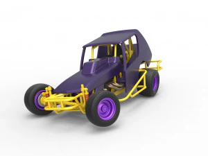 Vintage Northeast Dirt Modified stock car while turning Scale 1 to 25 3D Print Model
