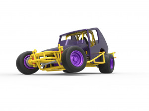 Vintage Northeast Dirt Modified stock car while turning Scale 1 to 25 3D Print Model