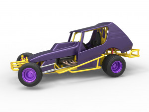 Vintage Northeast Dirt Modified stock car while turning Scale 1 to 25 3D Print Model