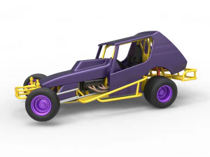 Vintage Northeast Dirt Modified stock car while turning Scale 1 to 25 3D Print Model