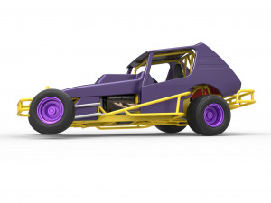 Vintage Northeast Dirt Modified stock car while turning Scale 1 to 25 3D Print Model