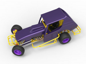 Vintage Northeast Dirt Modified stock car while turning Scale 1 to 25 3D Print Model