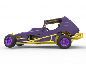 Vintage Northeast Dirt Modified stock car while turning Scale 1 to 25 3D Print Model