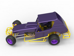 Vintage Northeast Dirt Modified stock car while turning Scale 1 to 25 3D Print Model