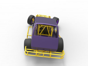 Vintage Northeast Dirt Modified stock car while turning Scale 1 to 25 3D Print Model