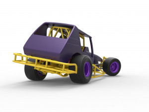 Vintage Northeast Dirt Modified stock car while turning Scale 1 to 25 3D Print Model