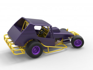 Vintage Northeast Dirt Modified stock car while turning Scale 1 to 25 3D Print Model