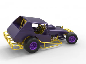 Vintage Northeast Dirt Modified stock car while turning Scale 1 to 25 3D Print Model
