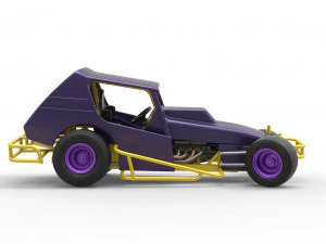Vintage Northeast Dirt Modified stock car while turning Scale 1 to 25 3D Print Model