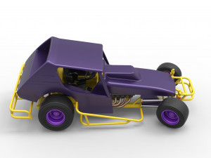 Vintage Northeast Dirt Modified stock car while turning Scale 1 to 25 3D Print Model