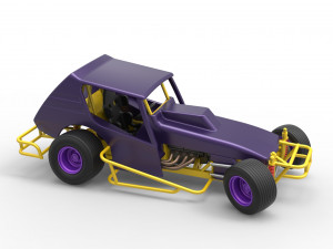 Vintage Northeast Dirt Modified stock car while turning Scale 1 to 25 3D Print Model