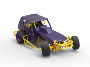 Vintage Northeast Dirt Modified stock car while turning Scale 1 to 25 3D Print Model