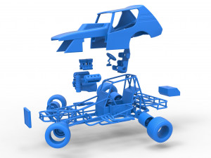 Vintage Northeast Dirt Modified stock car while turning Scale 1 to 25 3D Print Model