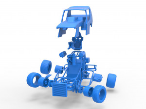 Vintage Northeast Dirt Modified stock car while turning Scale 1 to 25 3D Print Model