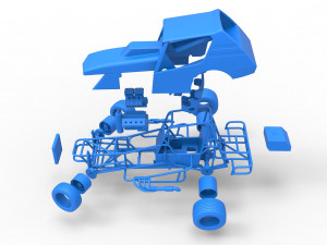 Vintage Northeast Dirt Modified stock car while turning Scale 1 to 25 3D Print Model