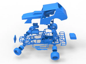 Vintage Northeast Dirt Modified stock car while turning Scale 1 to 25 3D Print Model