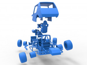 Vintage Northeast Dirt Modified stock car while turning Scale 1 to 25 3D Print Model