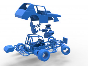 Vintage Northeast Dirt Modified stock car while turning Scale 1 to 25 3D Print Model