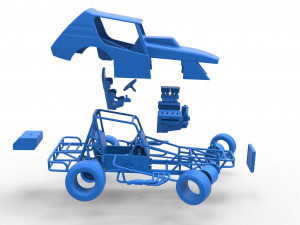 Vintage Northeast Dirt Modified stock car while turning Scale 1 to 25 3D Print Model