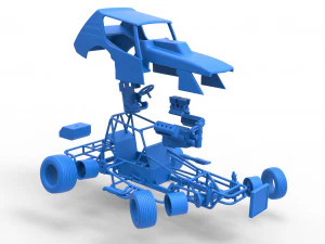 Vintage Northeast Dirt Modified stock car while turning Scale 1 to 25 3D Print Model