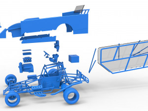 Northeast Dirt Modified stock car with side wing Scale 1 to 25 Model Cetak 3D