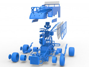 Northeast Dirt Modified stock car with side wing Scale 1 to 25 Model Cetak 3D