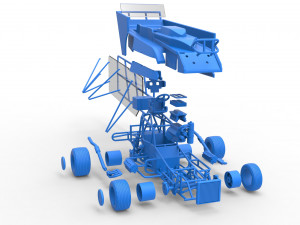Northeast Dirt Modified stock car with side wing Scale 1 to 25 Model Cetak 3D