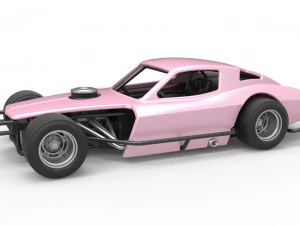 Vintage asfalt gemodificeerde stockcar V3 schaal 1 tot 25 3D printmodel