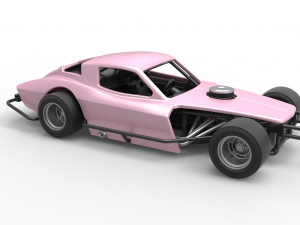 Vintage Asphalt Modified stock car V3 Scale 1 to 25 3D Print Model