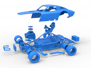 Vintage Asphalt Modified stock car V3 Scale 1 to 25 3D Print Model