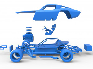 Vintage Asphalt Modified stock car V3 Scale 1 to 25 3D Print Model