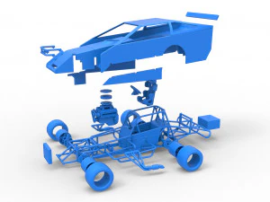 Stock car V4 modificado em asfalto vintage escala 1 a 25 Modelo de Impressão 3D