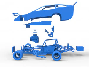 Stock car V4 modificado em asfalto vintage escala 1 a 25 Modelo de Impressão 3D