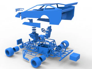 Stock car V4 modificado em asfalto vintage escala 1 a 25 Modelo de Impressão 3D