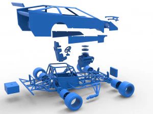 Stock car V4 modificado em asfalto vintage escala 1 a 25 Modelo de Impressão 3D