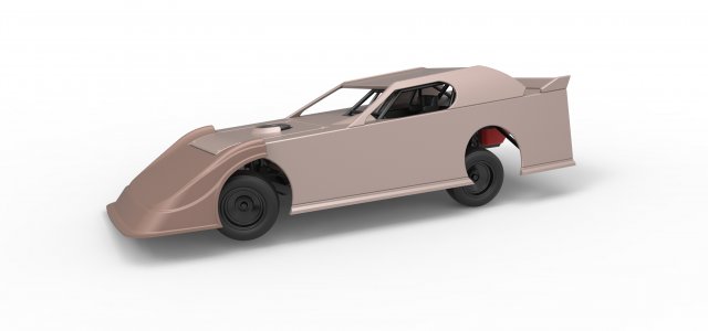 Dirt Modified Super stock car while turning Scale 1 to 25 3D Baskı Modeli .c4d .max .obj .3ds .fbx .stl .blend