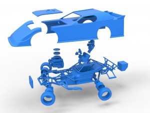 Dirt Modified Super stock car while turning Scale 1 to 25 3D Baskı Modeli