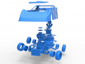 Dirt Modified Super stock car while turning Scale 1 to 25 3D Baskı Modeli
