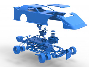 Dirt Modified Super stock car while turning Scale 1 to 25 3D Baskı Modeli
