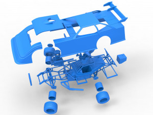Super Dirt Late model while turning Scale 1 to 25 3D Print Model