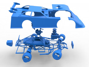 Super Dirt Late model while turning Scale 1 to 25 3D Print Model