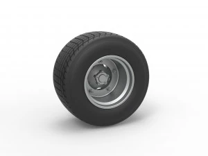 Wheel of Vintage Dirt race car V1 Scale 1 to 25 3D Print Model